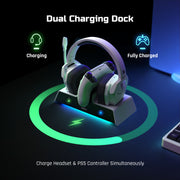 NUBWO G06 Pro Wireless Gaming Headset with Dock, 120Hr Battery, ENC Mic