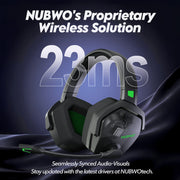 NUBWO G06 100H Battery Headset Dual Wireless 7.1 -Black Green