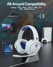 NUBWO N16 Gaming Headset for Xbox PS5 PC-White Blue